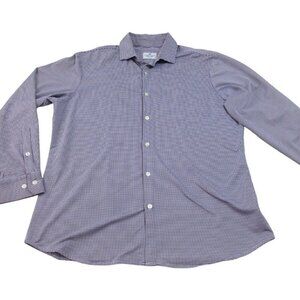 Mizzen+Main‎ Shirt Mens 2XL Purple White Gingham Flannel Trim Fit Button Down